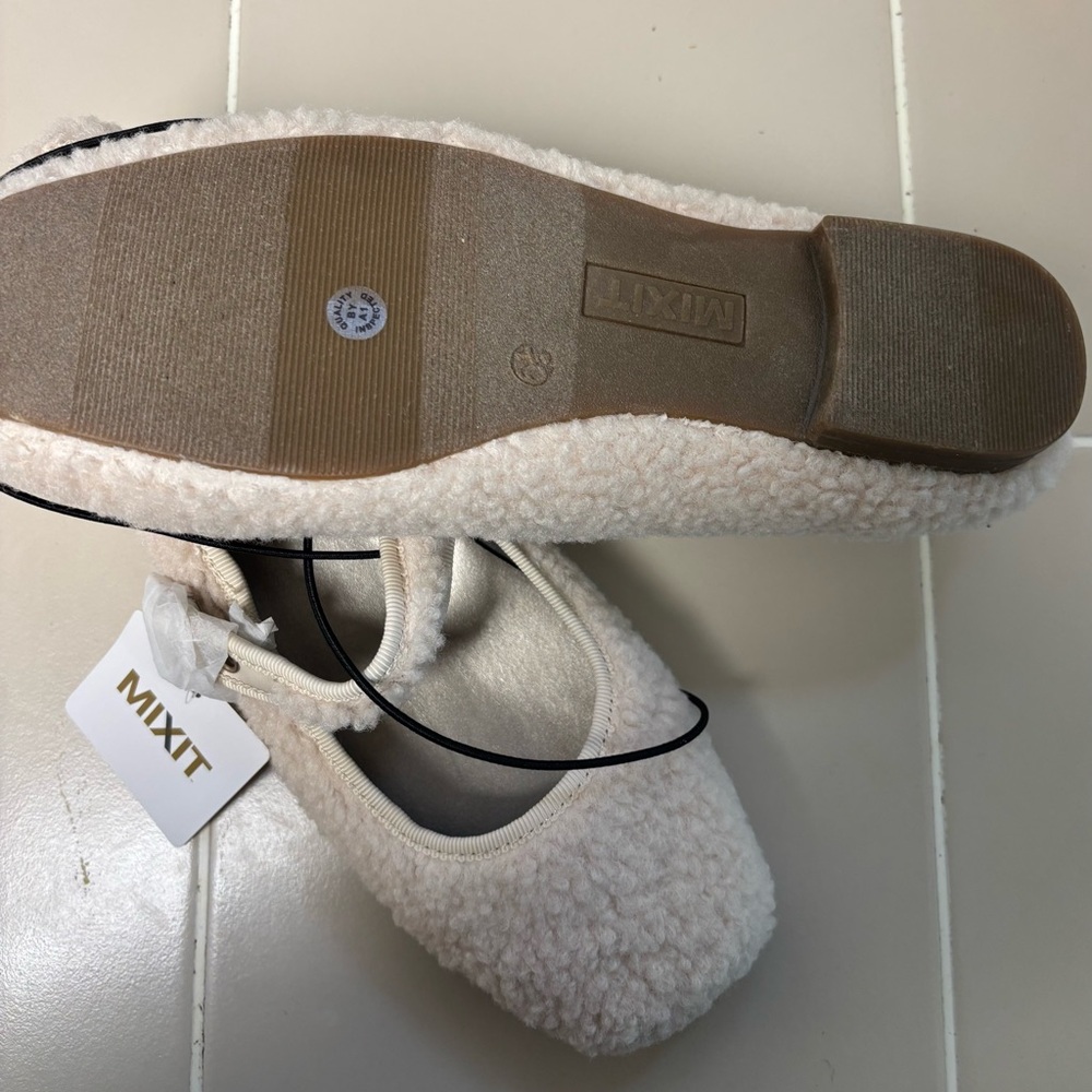 Mixit Cream Slippers Soft Fabric Non-Slip Sole